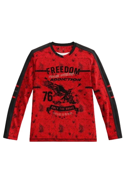 Road Renner Men’s Crew Neck Long Sleeve Graphic Tee (Red /black)