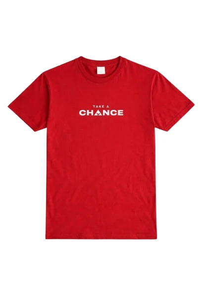 Men Crew Neck Short Sleeve Graphic Tee - Red