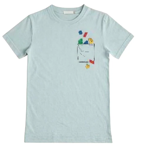 Pebbles Boy's Crew Neck Short Sleeve Printed Tee (Blue)